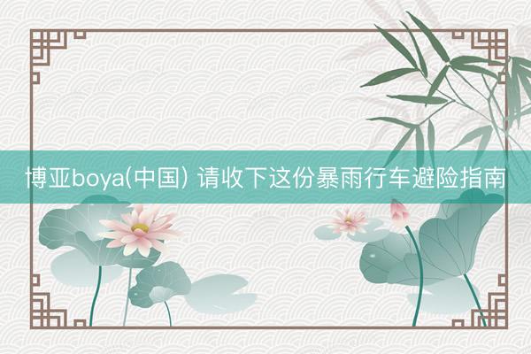 博亚boya(中国) 请收下这份暴雨行车避险指南