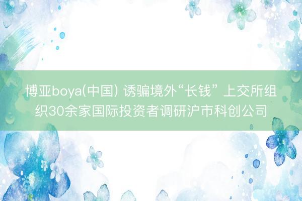 博亚boya(中国) 诱骗境外“长钱” 上交所组织30余家国际投资者调研沪市科创公司