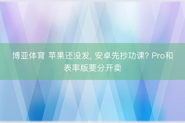 博亚体育 苹果还没发， 安卓先抄功课? Pro和表率版要分开卖