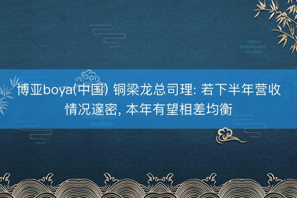 博亚boya(中国) 铜梁龙总司理: 若下半年营收情况邃密, 本年有望相差均衡