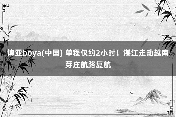 博亚boya(中国) 单程仅约2小时！湛江走动越南芽庄航路复航